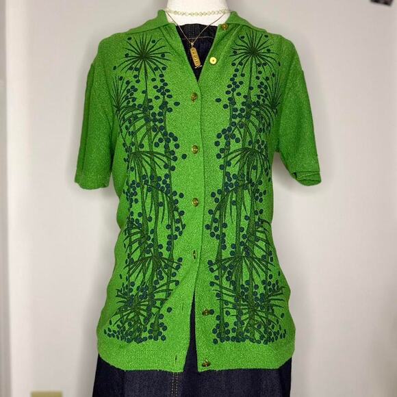 SOLD Vintage 1960s Wool Terry Cloth Blouse - Size Small - Handmade - Picture 6 of 6